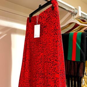 Red cheetah long skirt